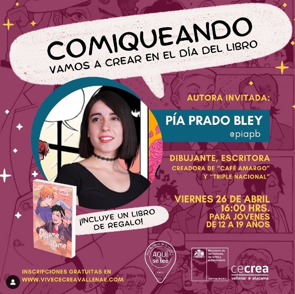 Destacada dibujante de comic y escritora Pía Prado Bley protagonizará conversatorio y taller en Cecrea Vallenar