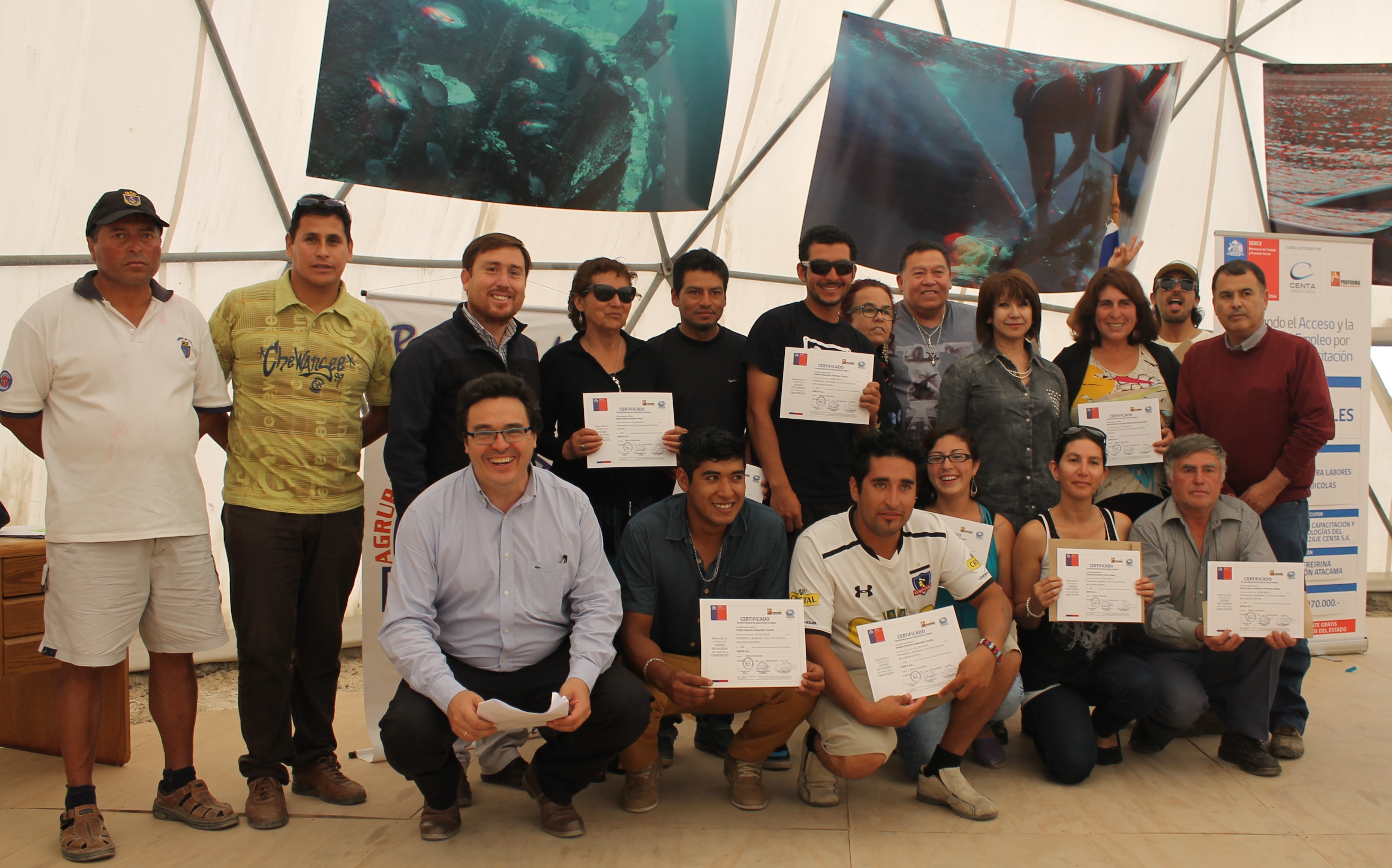 Certifican en buceo para labores acuícolas a trabajadores de Caleta Chañaral de Aceituno